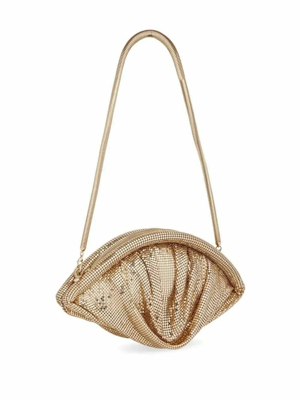Rabanne Gold-Tone Mesh Evening Clutch Bag