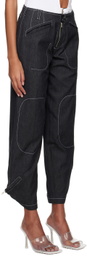 Vejas Maksimas Black Contrast Stitching Jeans