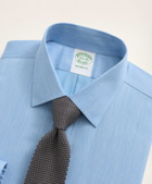 Brooks Brothers Men's Stretch Milano Slim-Fit Dress Shirt, Non-Iron Herringbone Ainsley Collar | Blue