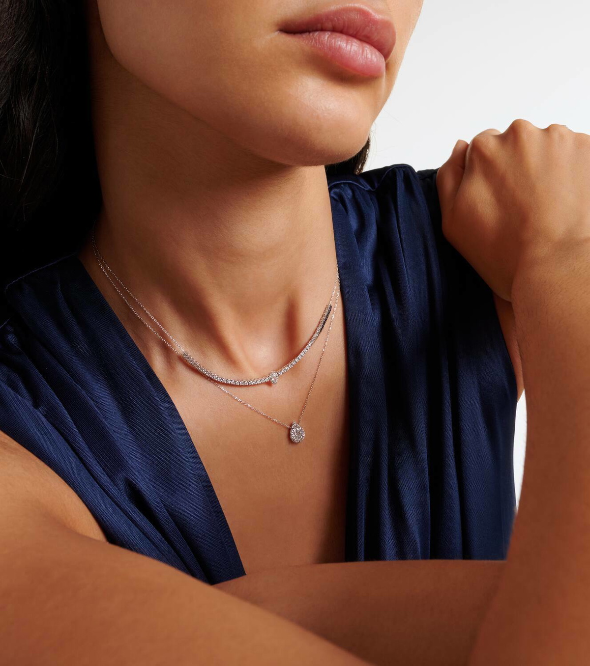 Persée Floating 18kt white gold necklace with diamonds