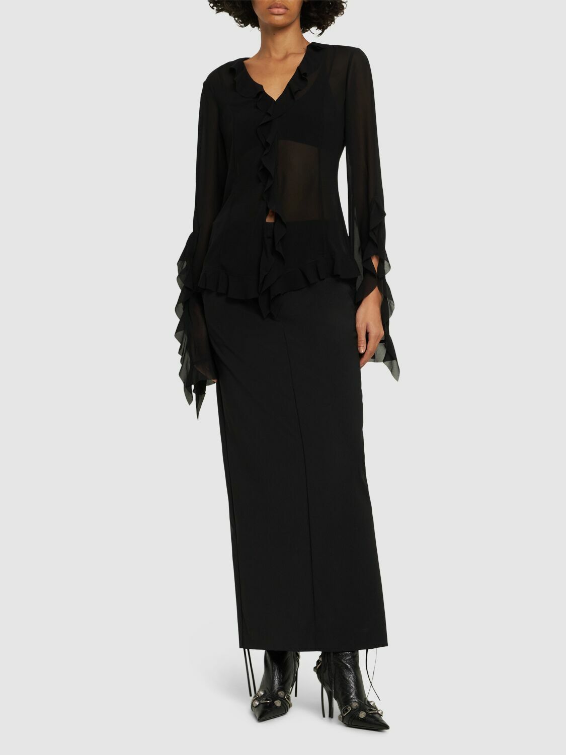 ACNE STUDIOS - Ruffled Chiffon Shirt Acne Studios