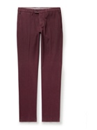 Canali - Slim-Fit Tapered Stretch-Cotton Jacquard Chinos - Burgundy