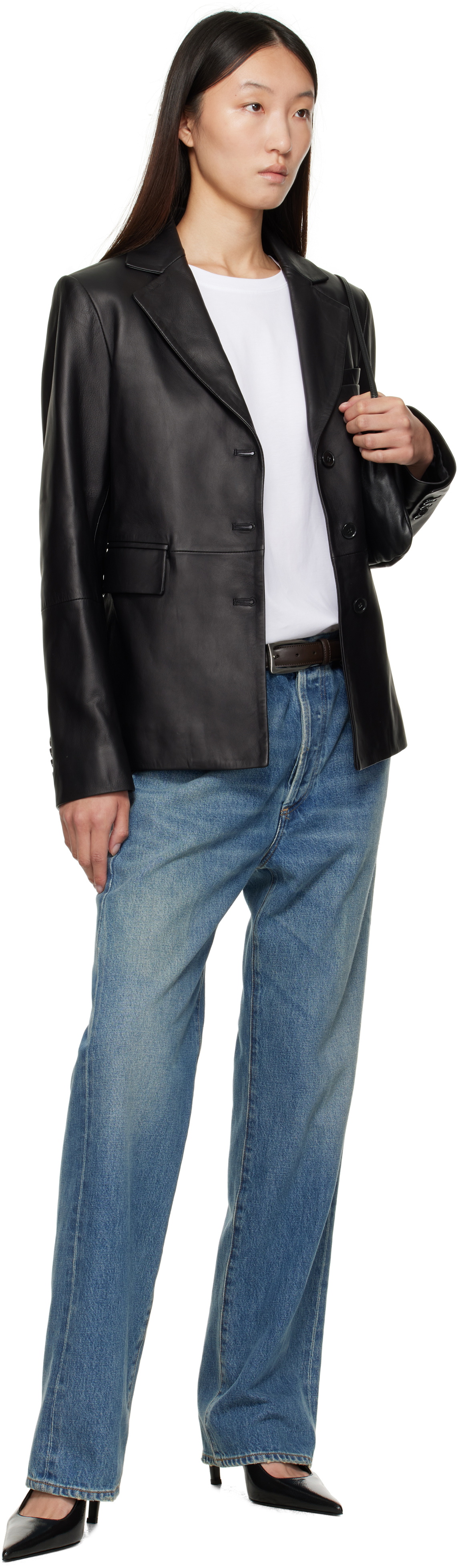 Loulou de Saison Black Aldo Leather Jacket