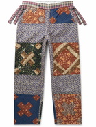 BODE - Straight-Leg Patchwork Cotton Trousers - Blue