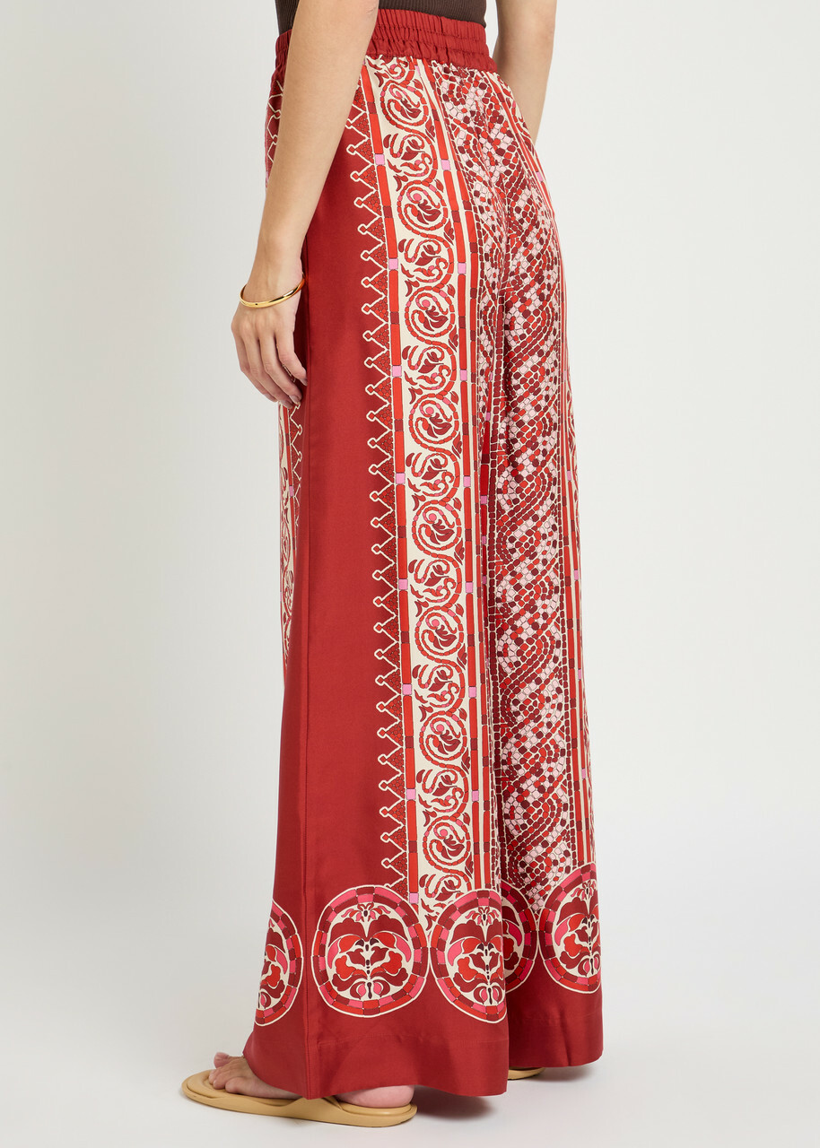 LA Double J Printed Silk-twill Trousers Multicoloured