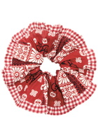 Damson Madder Printed Cotton Scrunchie - Red - One Size