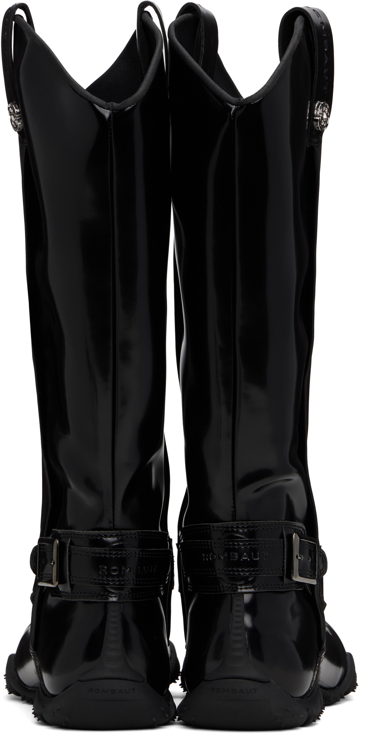 Rombaut Black No Cow Patent Cowboy Boots
