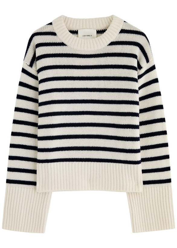 Photo: Lisa Yang Sony Striped-intarsia Cashmere Jumper Cream