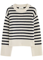 Lisa Yang Sony Striped-intarsia Cashmere Jumper Cream