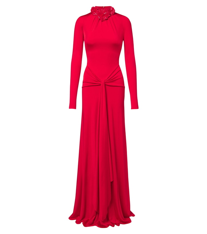 Photo: David Koma Draped floral-appliqué gown