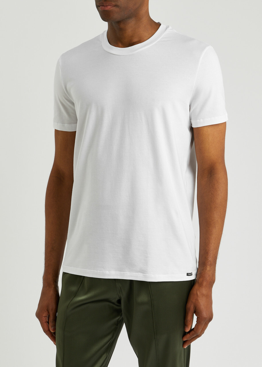 Tom Ford Stretch Jersey T-Shirt, Men's Clothing, White, Cotton Material, Comfortable Fit, Casual Wear