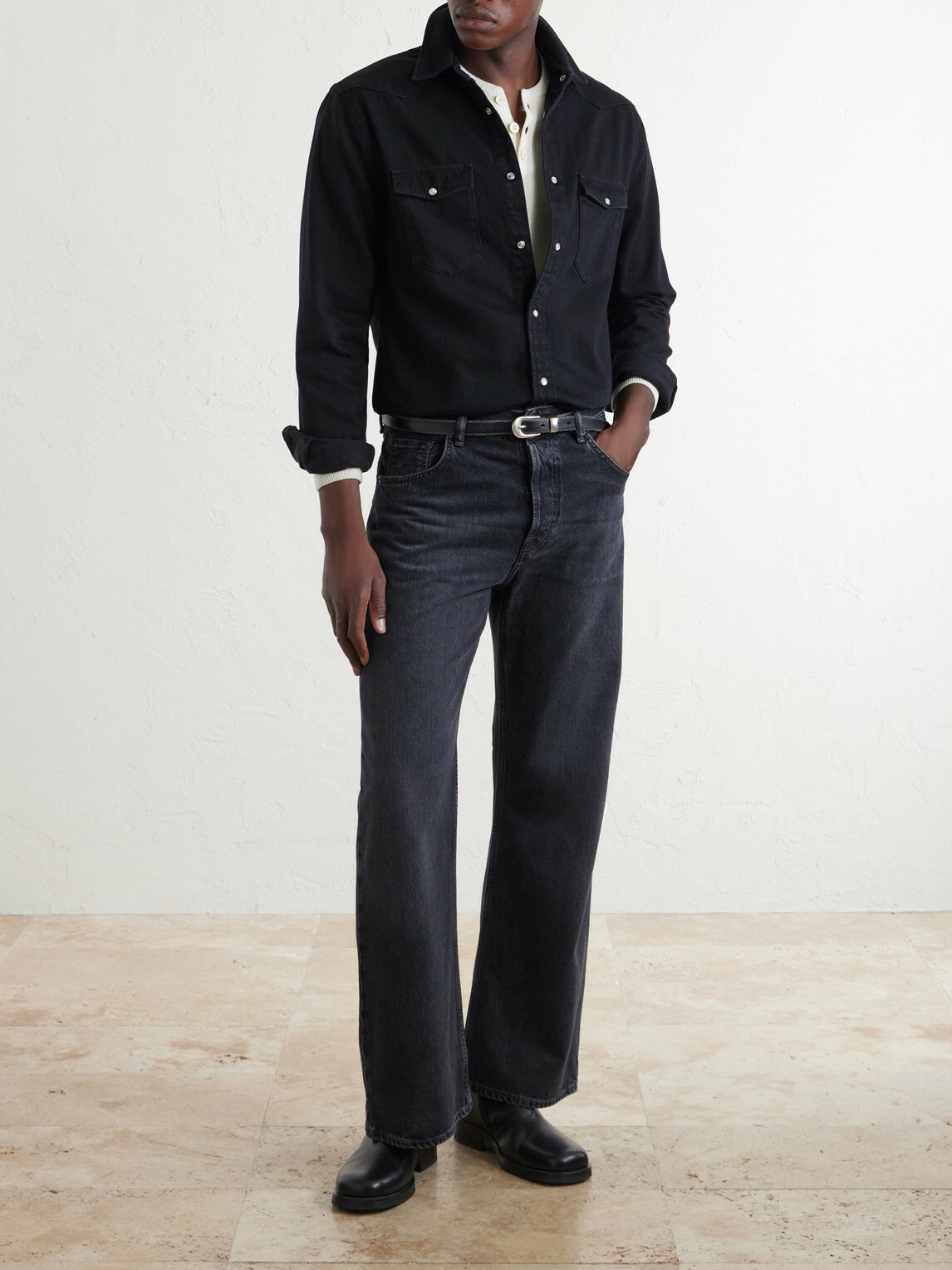 Mr P. - Western Denim Shirt - Black