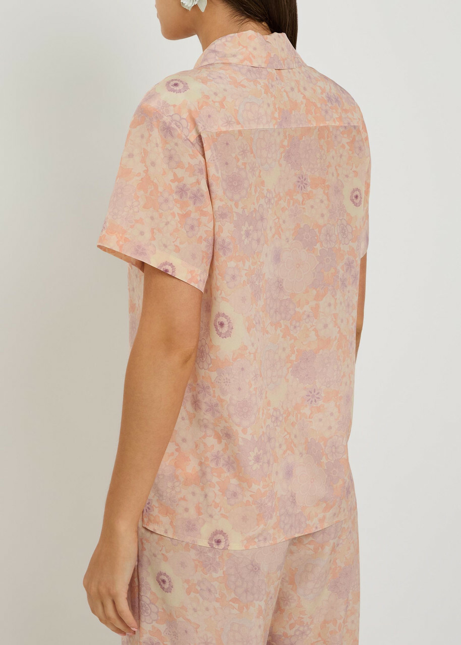 Chloe Floral-print Silk Shirt Pink