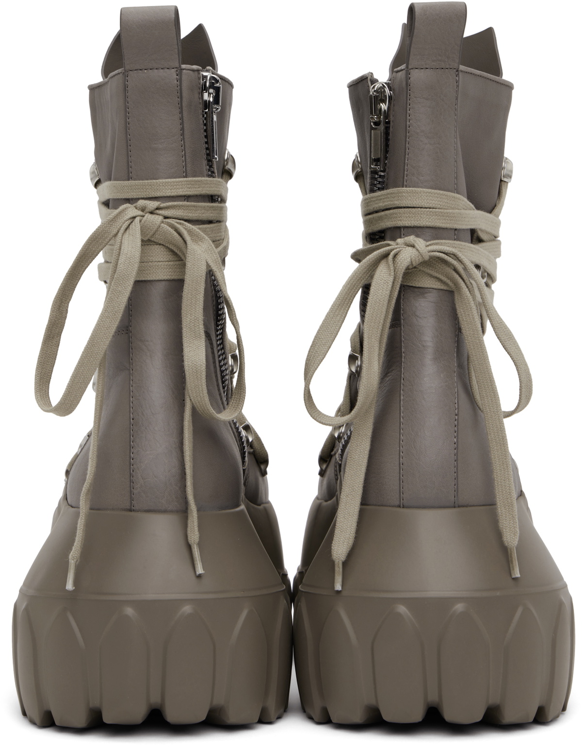 Rick Owens Gray Hollywood Megalace Mega Tractor Boots Rick Owens