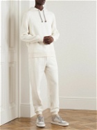 Brunello Cucinelli - Brushed Cotton-Jersey and Ribbed Virgin Wool, Cashmere and Silk-Blend Hoodie - White