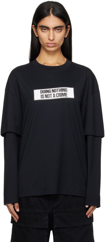 Photo: Études Black 'Not A Crime' Double Sleeves T-shirt