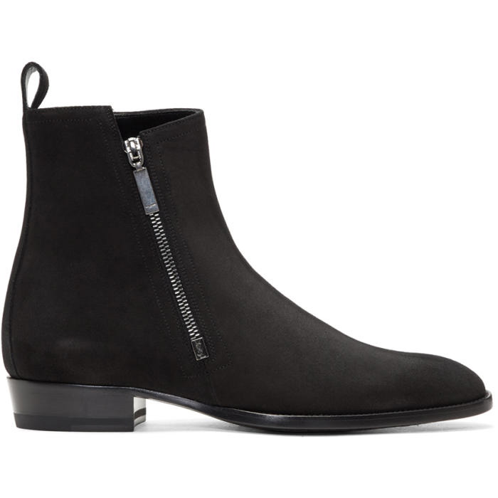 Photo: Saint Laurent Black Suede Wyatt Zip Boots