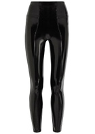 Spanx Panelled Faux Patent Leather Leggings Black