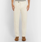 Massimo Alba - Slim-Fit Tapered Pleated Cotton and Cashmere-Blend Trousers - Men - Off-white