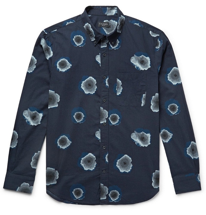 Photo: Club Monaco - Slim-Fit Button-Down Collar Printed Cotton-Poplin Shirt - Navy