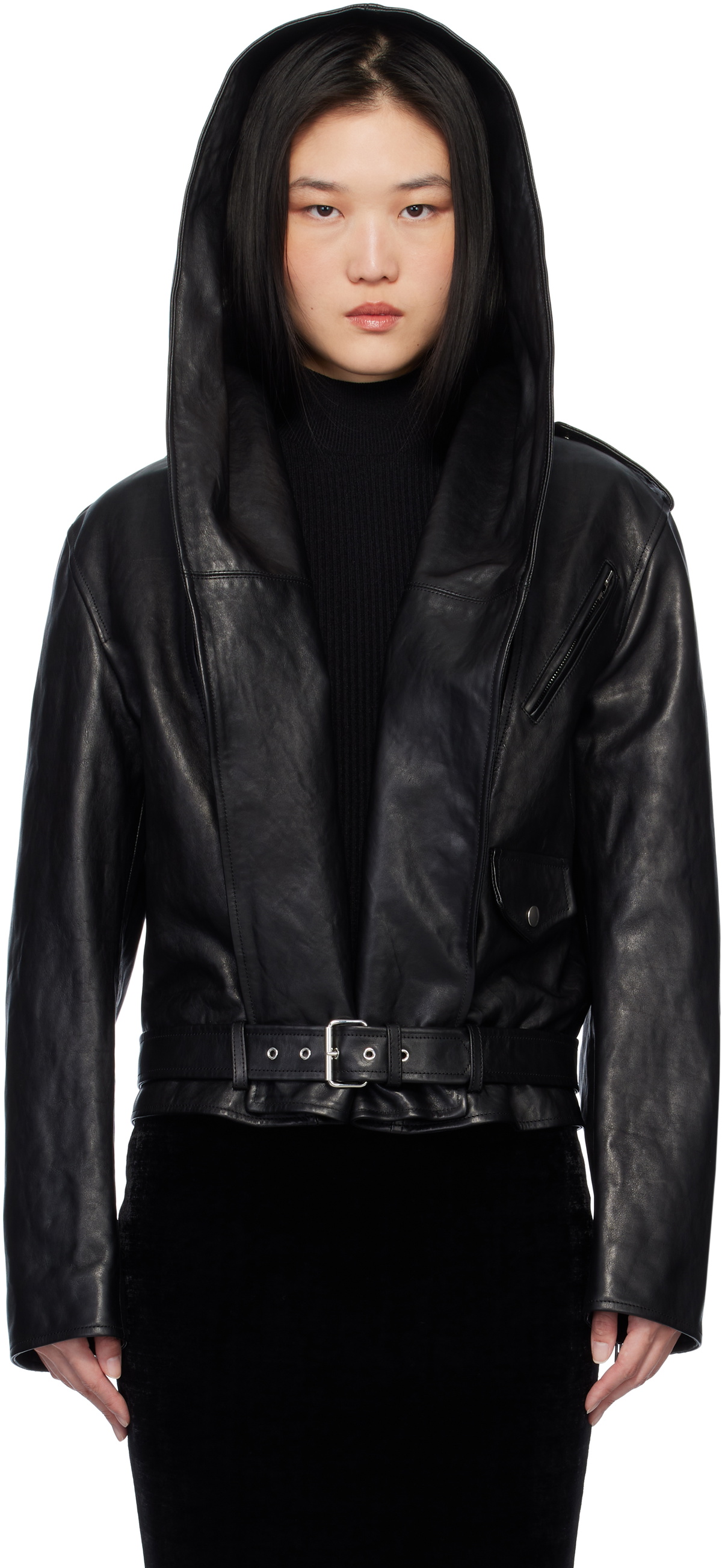 Alaïa Cropped leather biker jacket ALAÏA