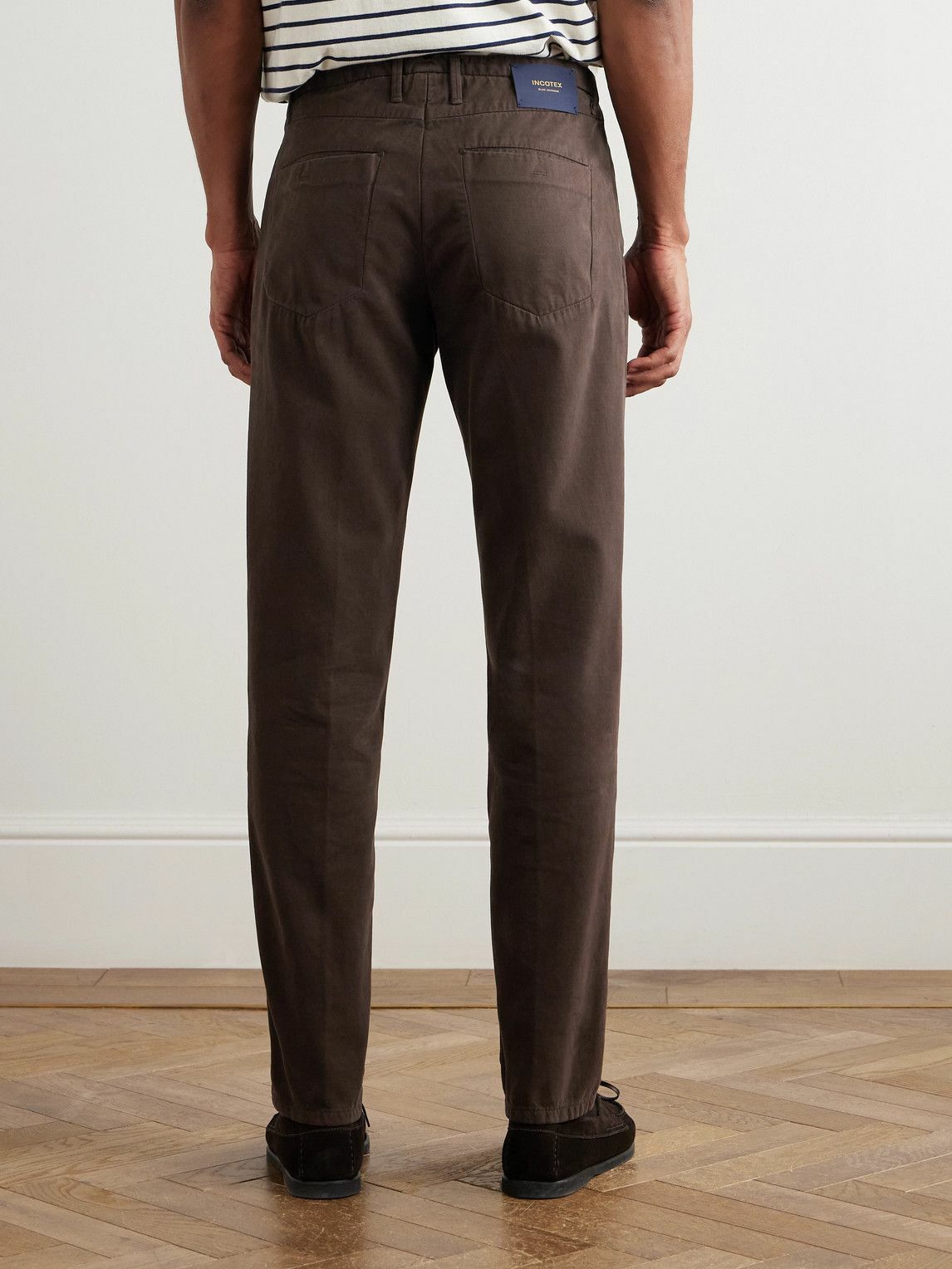 Incotex - Incotex Blue Division Straight-Leg Pleated Cotton and Cashmere-Blend Twill Trousers - Brown