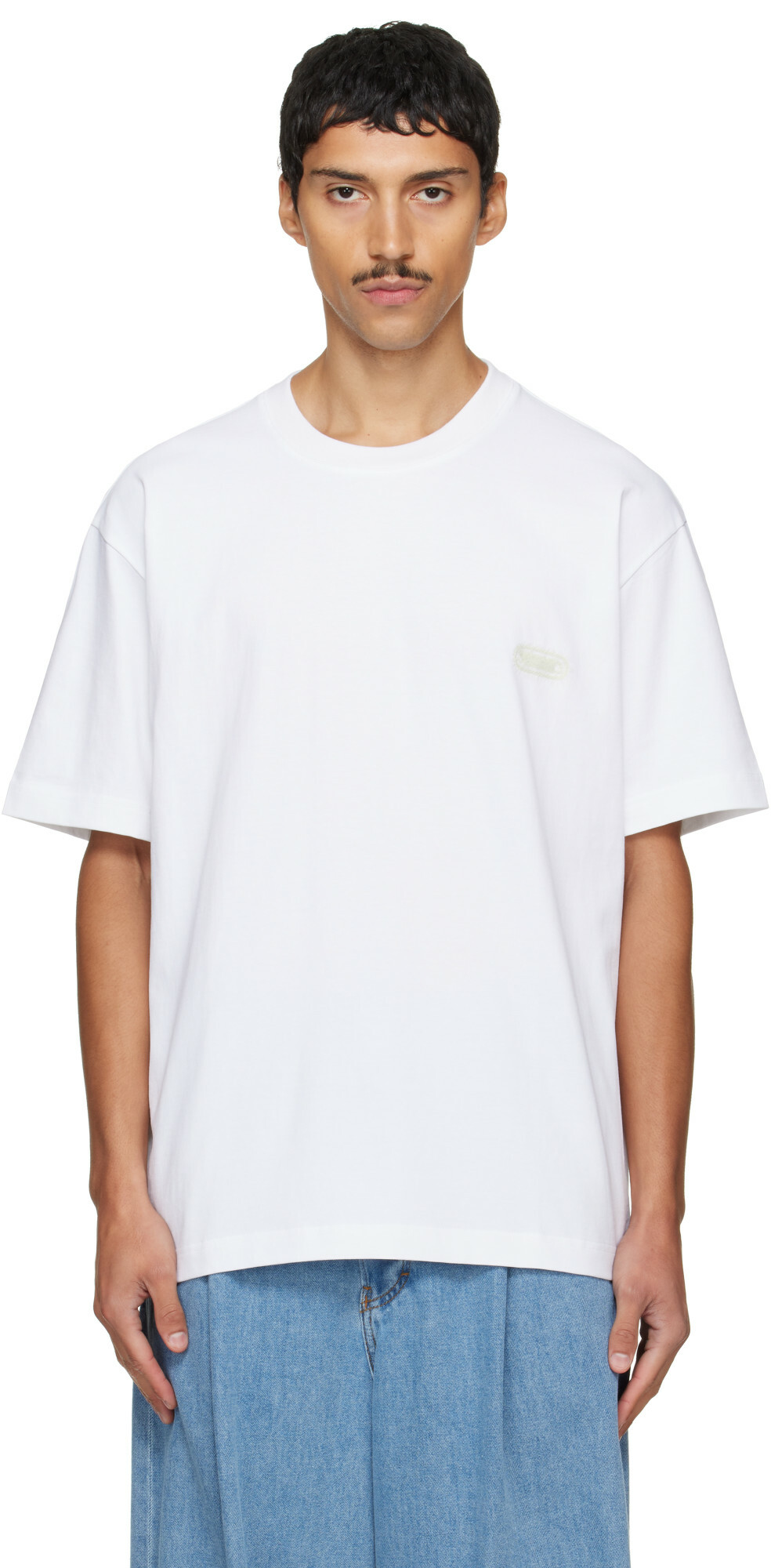 Solid Homme White Solid Back Logo T-shirt
