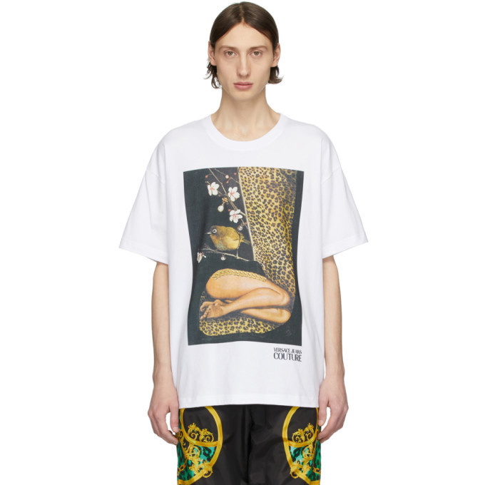 Photo: Versace Jeans Couture White Rosa Burgess Edition Print T-Shirt