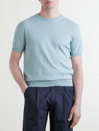 Canali - Knitted Cotton T-Shirt - Blue