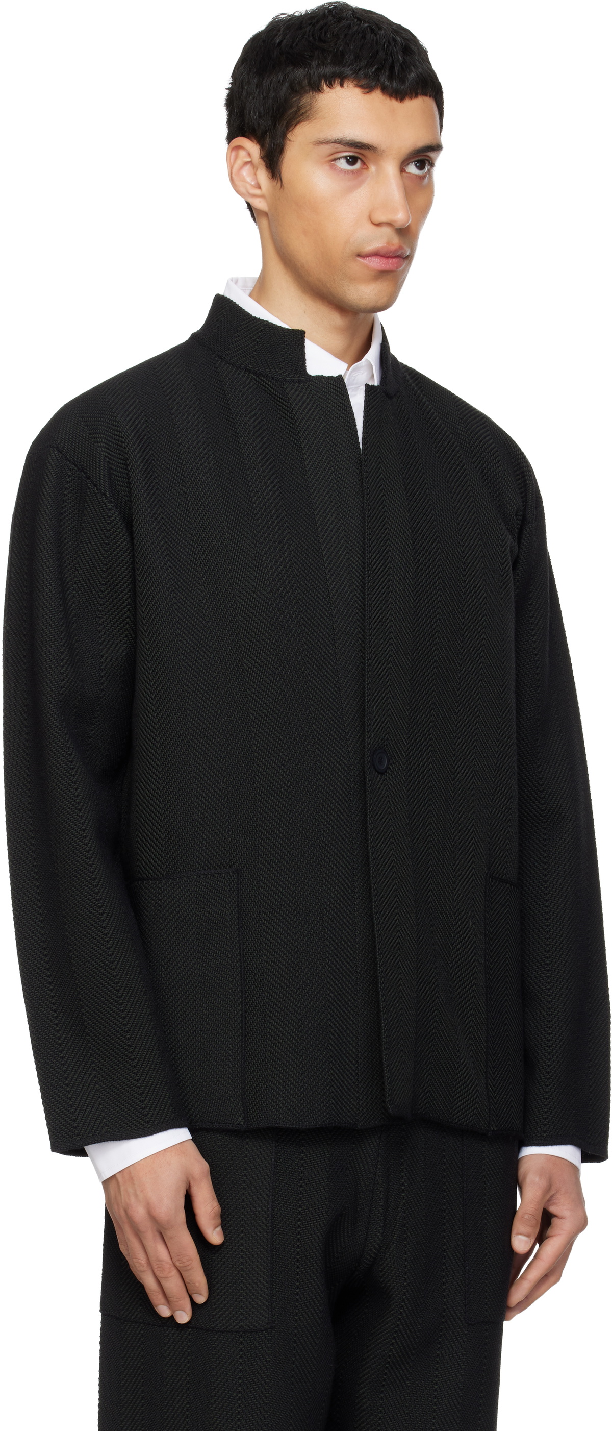 HOMME PLISSÉ ISSEY MIYAKE Black Inlaid Knit Jacket