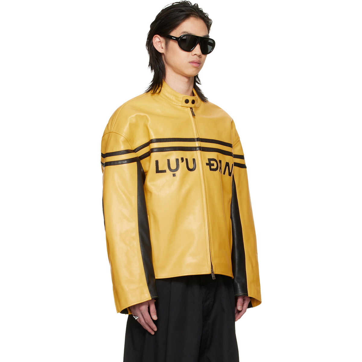 LU'U DAN BRUCE LEE x LỰU ĐẠN Yellow Legacy Moto L-D Leather Jacket