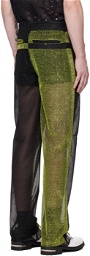 Tokyo James Black & Green Sparkly Trousers