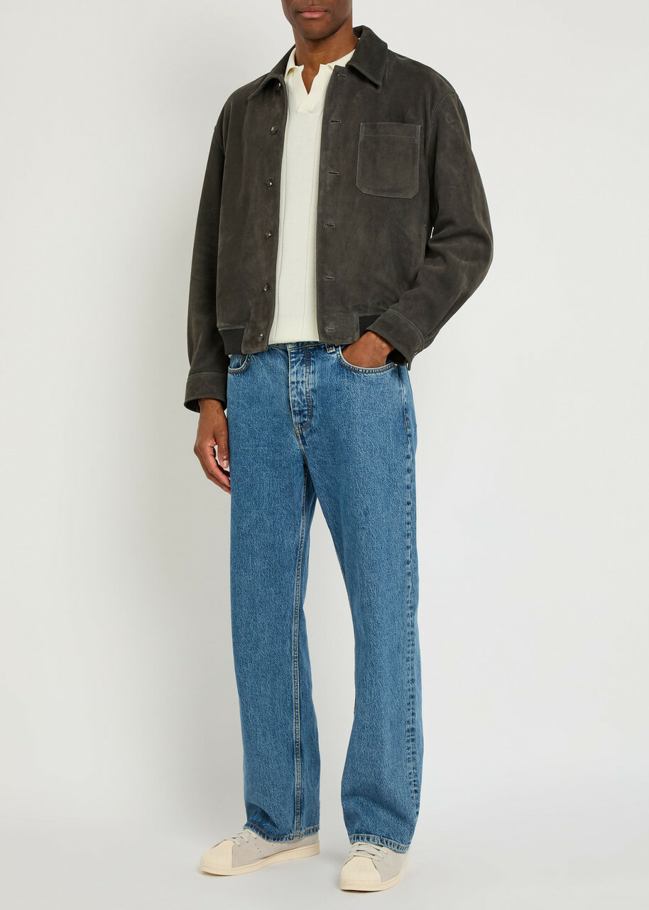 Frame Suede Bomber Jacket Dark Grey