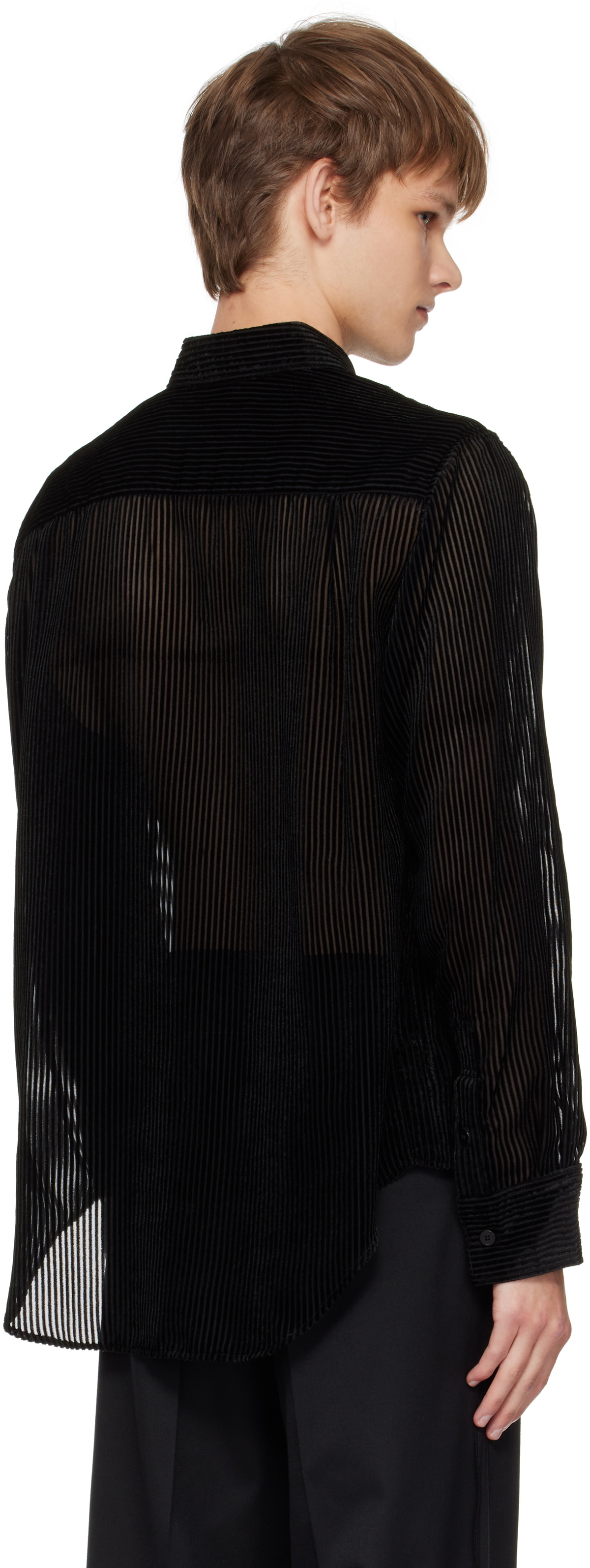 LGN Louis Gabriel Nouchi Black Striped Shirt