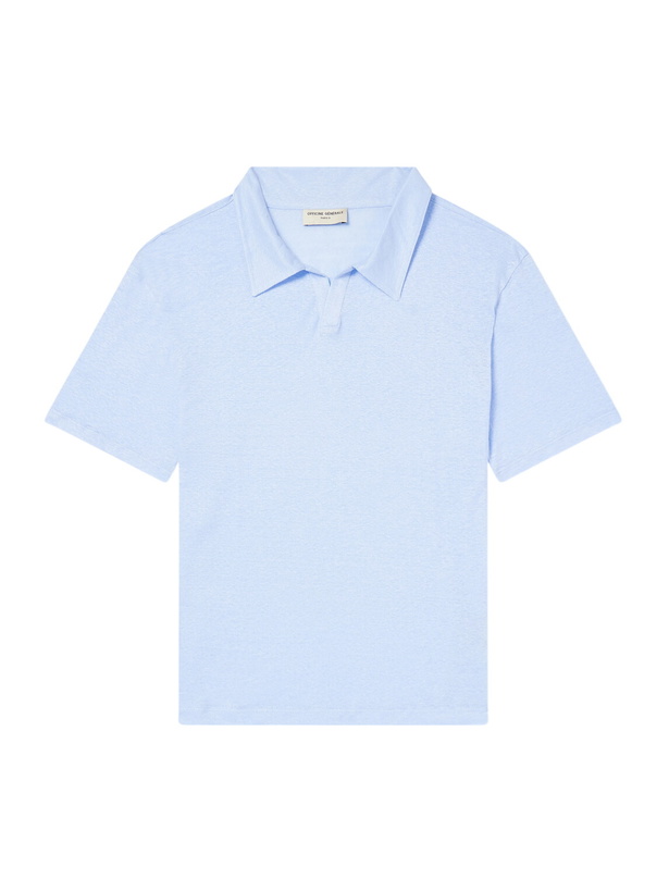 Photo: Officine Générale - Simon Linen Polo Shirt - Blue