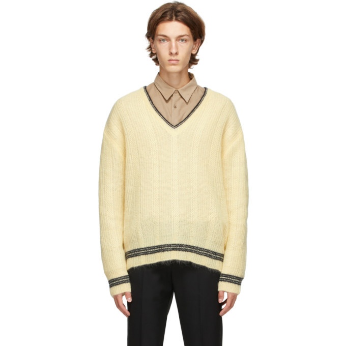Photo: Solid Homme Yellow Mohair V-Neck Sweater