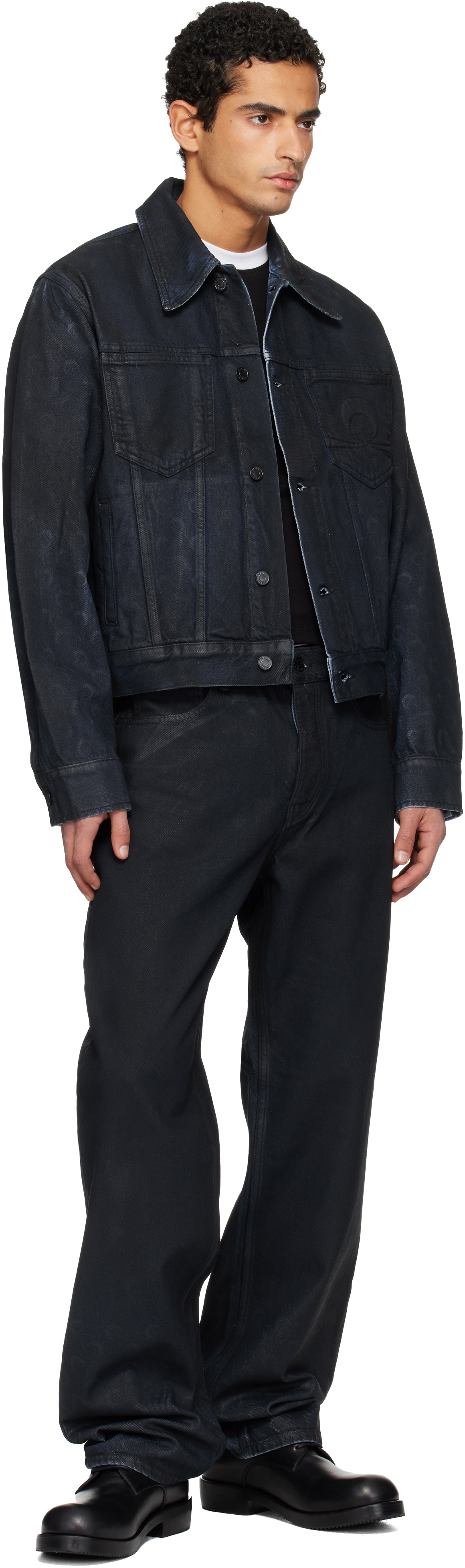 Marine Serre Black Moon Waxed Denim Jacket