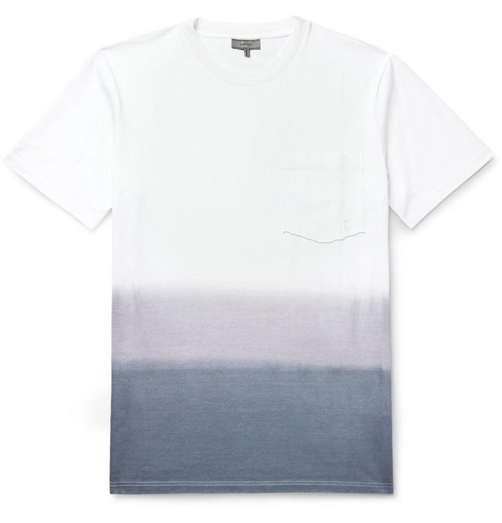 Photo: Lanvin - Dip-Dyed Dégradé Cotton-Jersey T-Shirt - Men - White