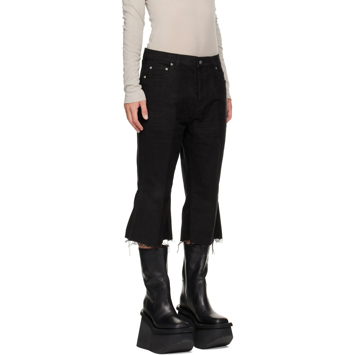 Rick Owens Black Tower Bolan Cutoff Jeans