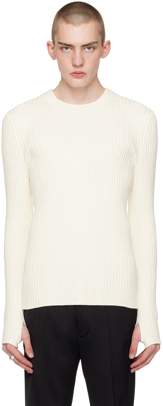 Photo: Helmut Lang Off-White Cutout Sweater
