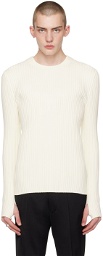 Helmut Lang Off-White Cutout Sweater