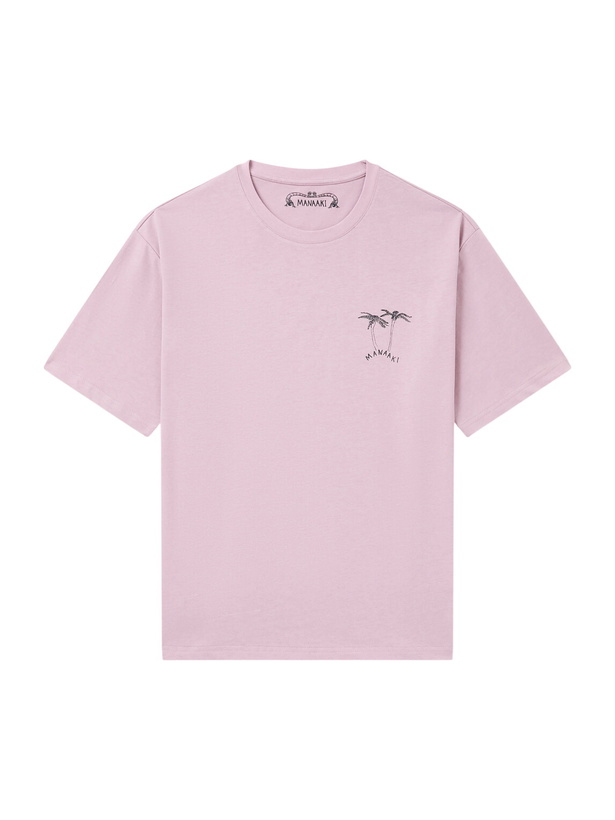 Photo: MANAAKI - Logo-Print Organic Cotton-Jersey T-Shirt - Pink