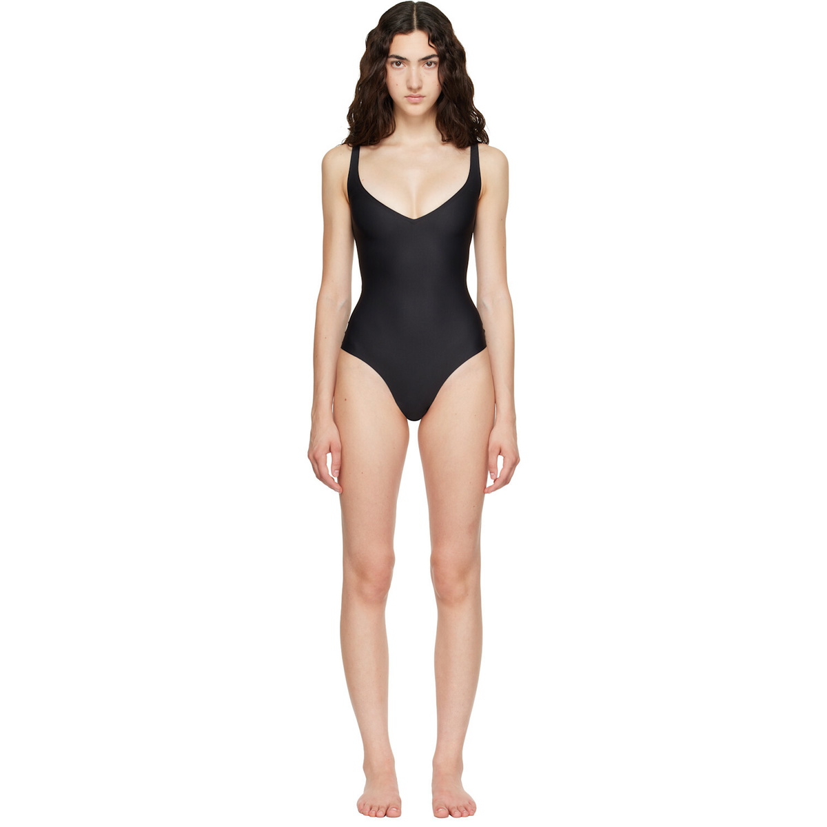 SKIMS Black SKIMS Body Unlined Plunge Thong Bodysuit