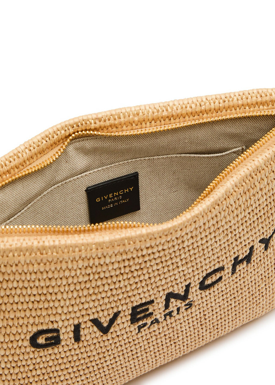 Givenchy Logo-embroidered Raffia Pouch - Natural - One Size