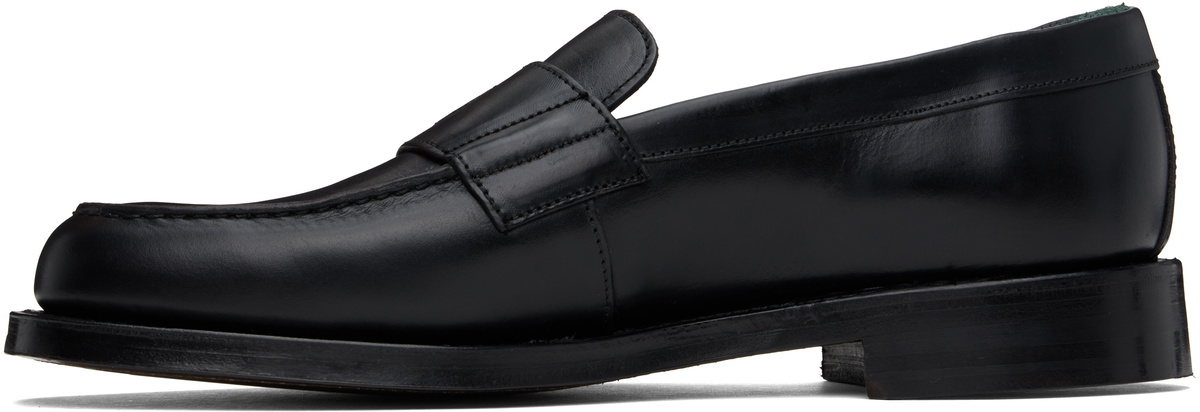Drake's Black Leather Charles Goodyear Welted Penny Loafers