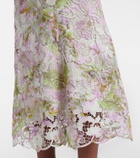 Monique Lhuillier Belted lace midi dress