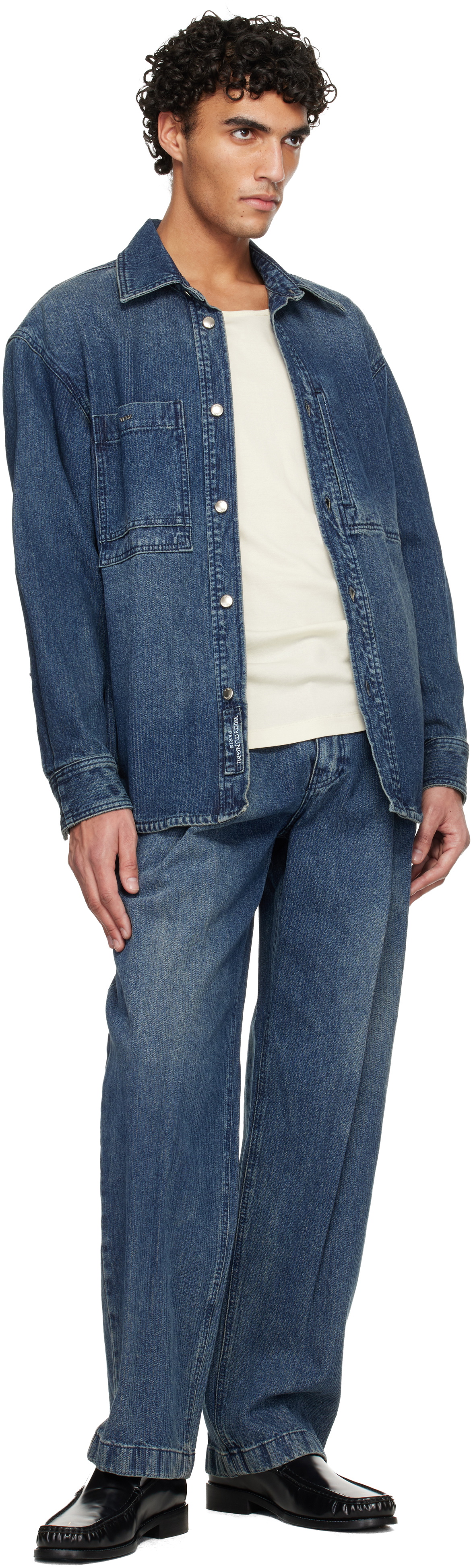 WOOYOUNGMI Blue Corduroy Denim Jeans