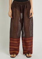 Tory Burch Stripe-trimmed Semi-sheer Linen Trousers Brown