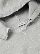 SAINT LAURENT - Distressed Cotton-Jersey Hoodie - Gray