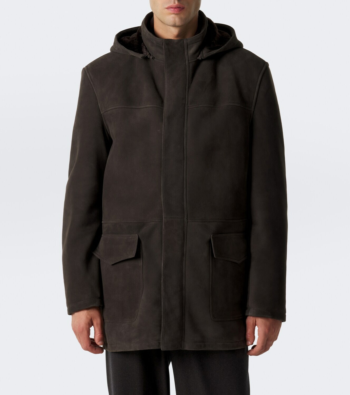 Thom Sweeney Hooded suede parka